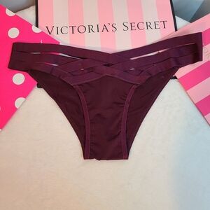 Y2K Victoria's Secret Silky Satin Strappy Cheeky Panty Size M Plum